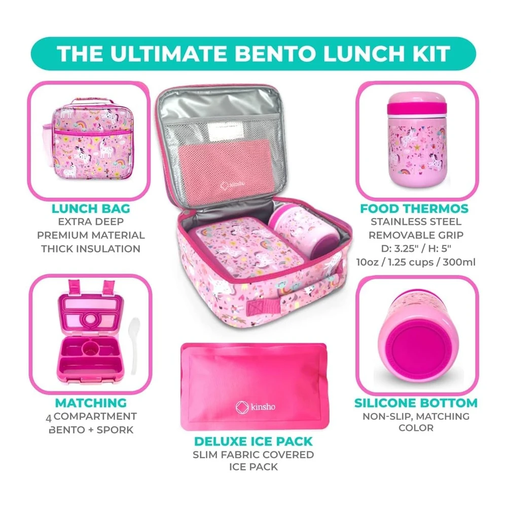Lonchera Bento para niños con Tarro para Alimentos Térmico para Sopa O Alimentos Calientes