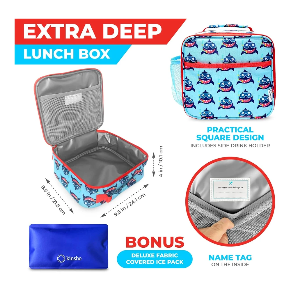 Lonchera Bento con Bolso de Aislamiento - Botella de Agua y Bolsa de Hielo para niños