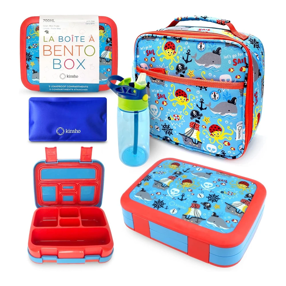 Bento Box - Bolsa de Almuerzo Aislada - Bolsa de Hielo y Botella de Agua para niños