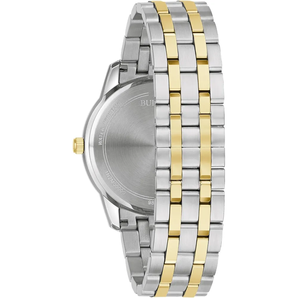 Bulova reloj clásico Sutton hombre cuarzo 3 agujas calendario | Oro/Plata
