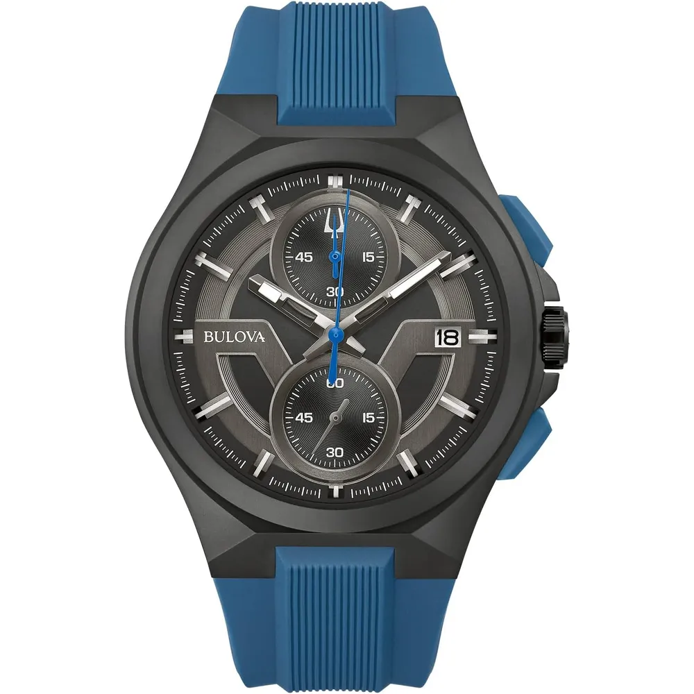 Bulova reloj Maquina Sport hombre cronógrafo 6 agujas, acero silicona | Azul