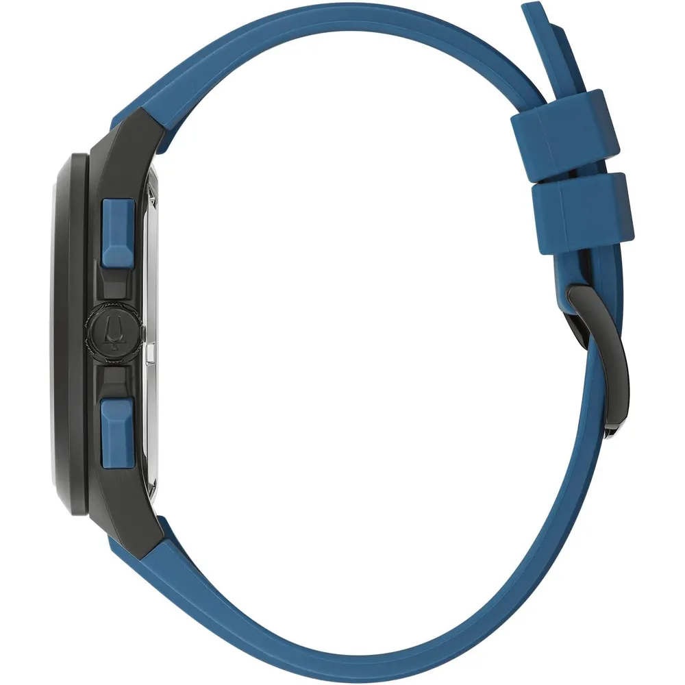 Bulova reloj Maquina Sport hombre cronógrafo 6 agujas, acero silicona | Azul