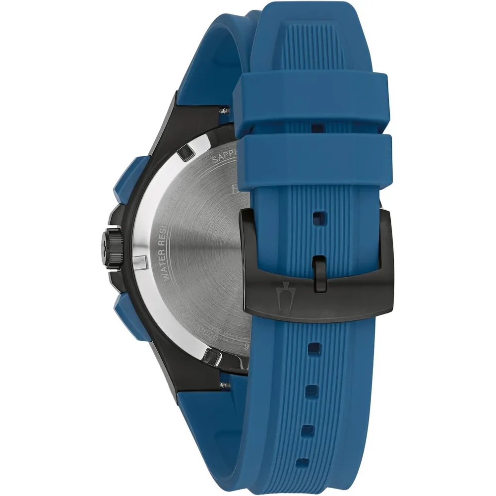 Bulova reloj Maquina Sport hombre cronógrafo 6 agujas, acero silicona | Azul