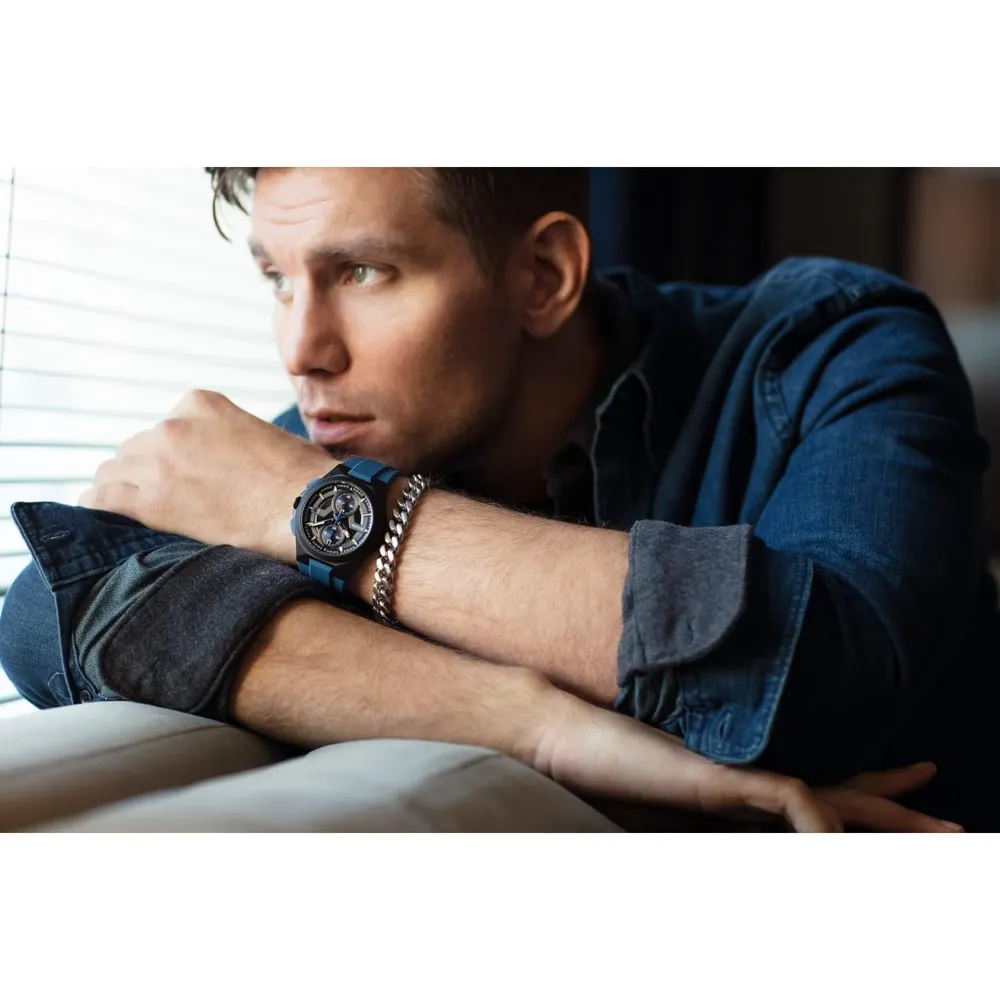 Bulova reloj Maquina Sport hombre cronógrafo 6 agujas, acero silicona | Azul