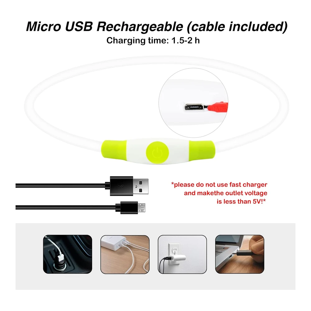 Collares de Perro Iluminados - Collar Multicolor USB Recargable con Led Dlitk 1 Unidad - Collar Brillante de Poliuretano Termoplástico para Perros - Collar Ligero para Perros Grandes - Medianos y Pequeños que Caminan Por La Noche (Verde + Azul)