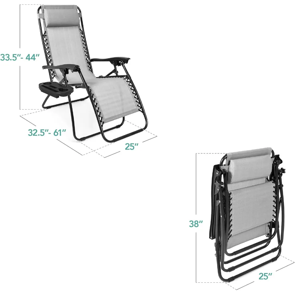 Juego de 2 sillones reclinables con portavasos Best Choice Products | Gris hielo