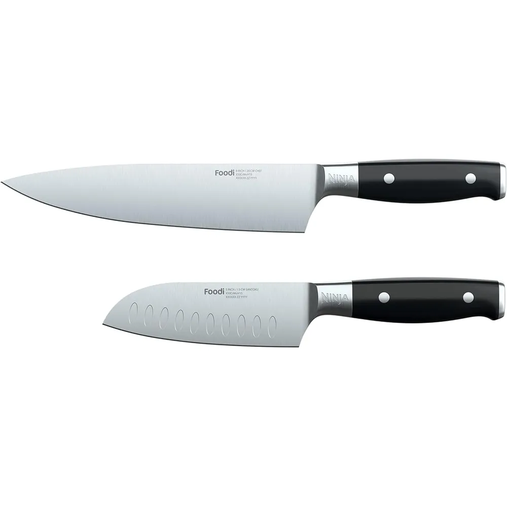 Ninja set cuchillos K32002 Foodi NeverDull chef y Santoku 2 pzas | Negro Y Acero Inoxidable