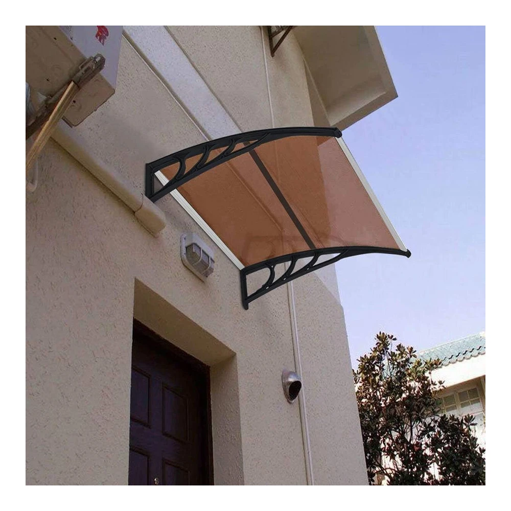b09wj2265q_4.webp Outvita Toldo para Ventana para Puertas - 40 X 40" - Cubierta de Policarbonato para Puerta Delantera - Toldo para Patio Al Aire Libre - Toldo para Exteriores - Toldo con Protección Uv - Lluvia - Nieve - Luz Solar - Hoja Hueca - Tablero Marrón y Soporte Negro - Al-Yp-0338
