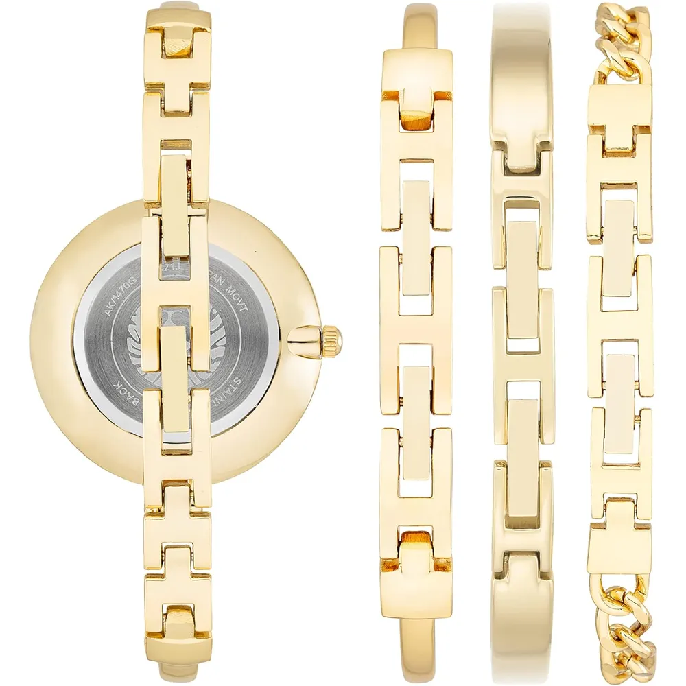 Anne Klein AK/1470GNST reloj femenino con set de pulseras | 32 mm - Oro