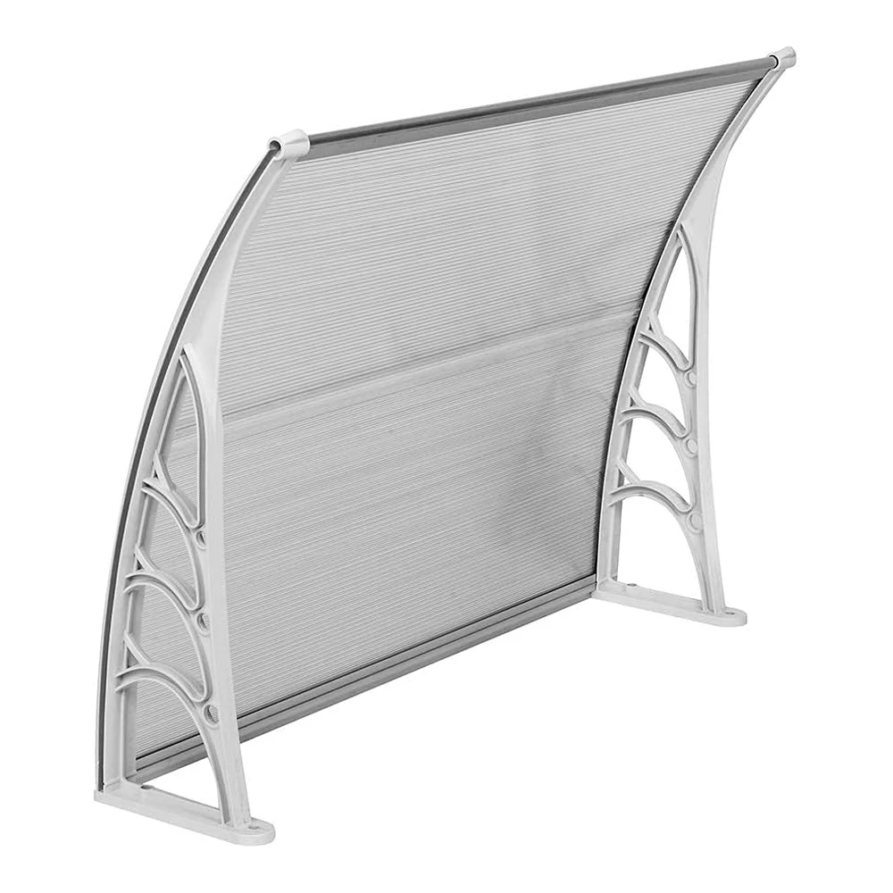 Outvita - Toldo para Puerta - 40 X 30" - Cubierta de Policarbonato para Puerta Delantera - Toldo para Patio Al Aire Libre - Toldo con Protección Uv - Lluvia - Nieve - Luz Solar - Hoja Hueca - Tablero Transparente y Soporte Blanco