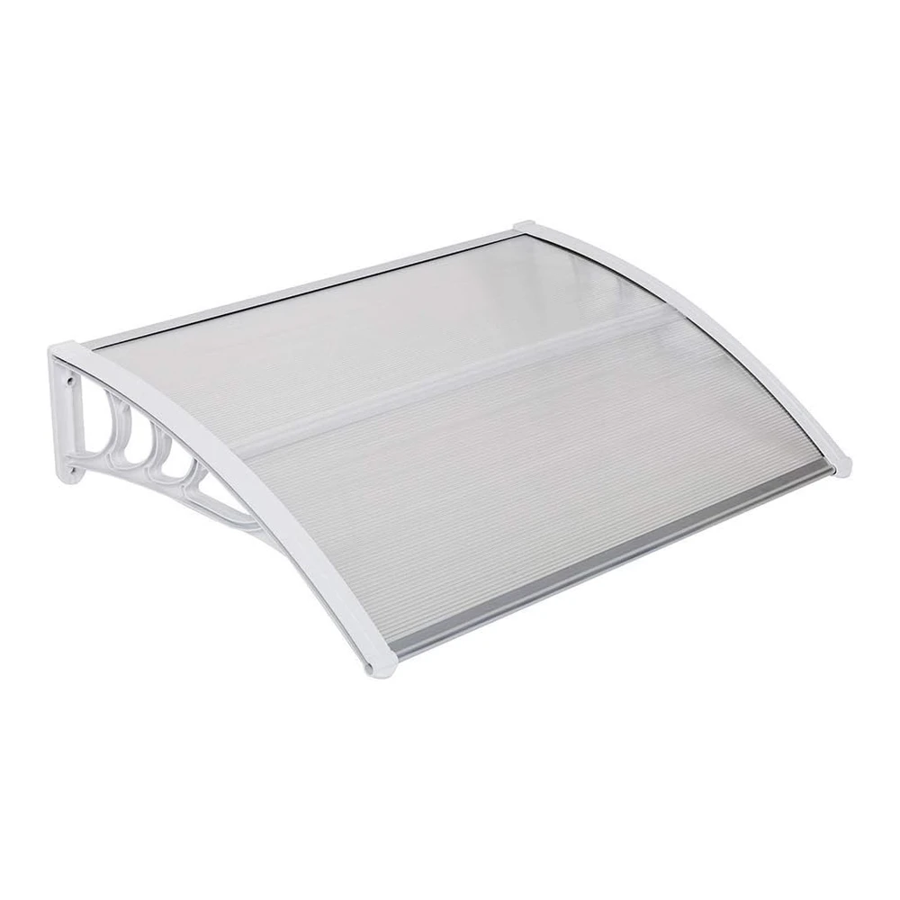 Outvita - Toldo para Puerta - 40 X 30" - Cubierta de Policarbonato para Puerta Delantera - Toldo para Patio Al Aire Libre - Toldo con Protección Uv - Lluvia - Nieve - Luz Solar - Hoja Hueca - Tablero Transparente y Soporte Blanco