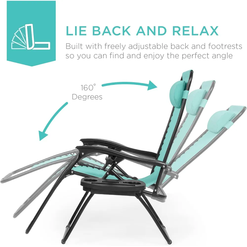 Juego de 2 sillones reclinables con portavasos Best Choice Products | Menta