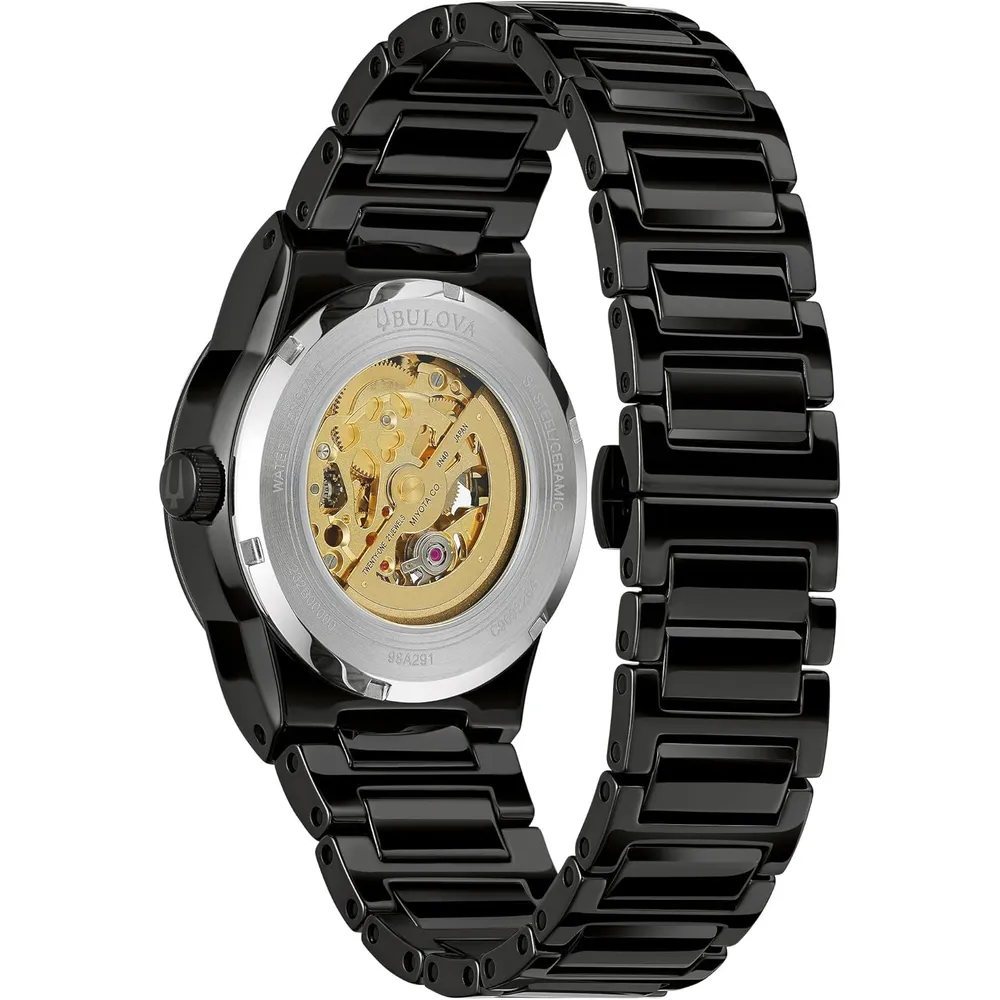 Bulova reloj Modern Millenia de hombre automático 3 agujas apertura amplia | Negro
