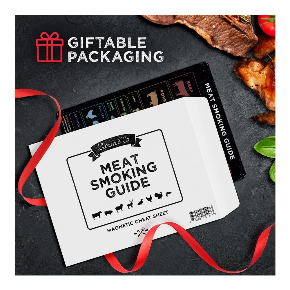Levain & Co Imán de Temperatura de Carne y Guía para Ahumar Barbacoas - Accesorios para Ahumadores y Parrillas de Pellets - Guía de Madera - Tiempo y Temperatura - Accesorios para Parrilla Ahumadora - Accesorios para Ahumadores - Accesorios para Ahumar Barbacoa - Accesorios para Ahumar Carne