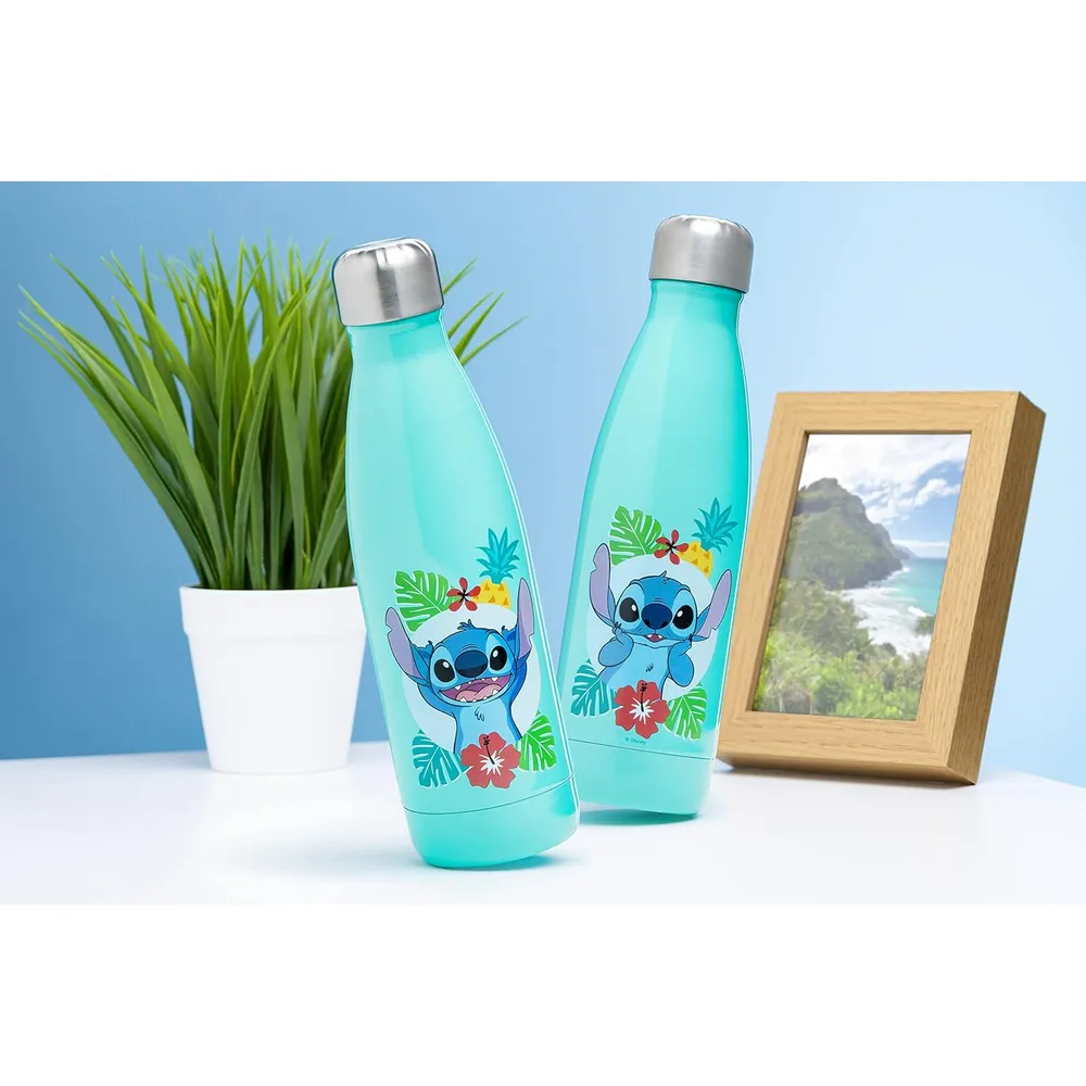 Paladone Disney Lilo & Stitch, botella de agua metálica 15 oz / 444 ml oficial