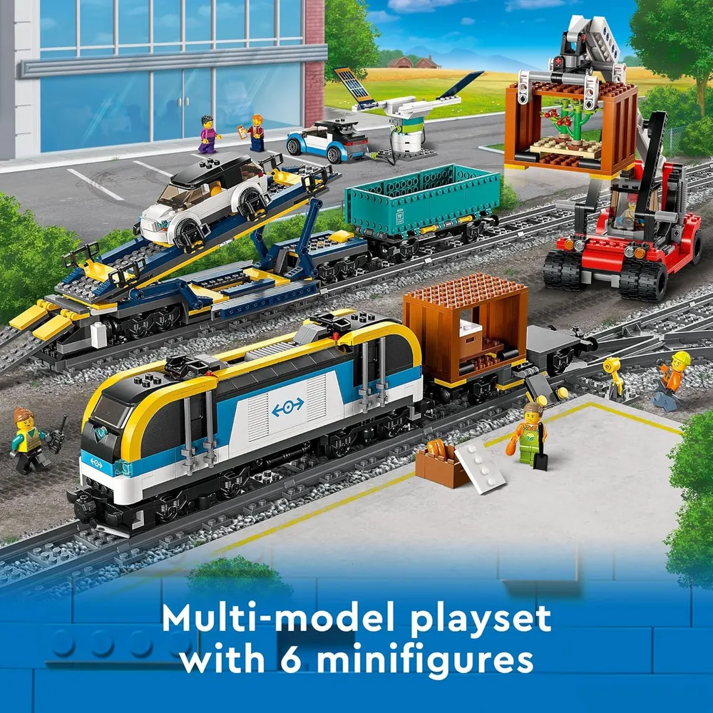 Lego City tren de mercancías juguete con control remoto y 2 vagones eléctricos
