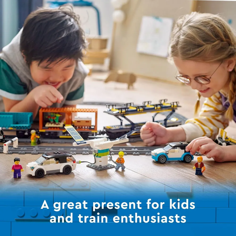 Lego City tren de mercancías juguete con control remoto y 2 vagones eléctricos