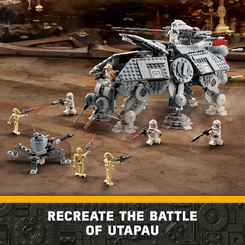 Lego Star Wars AT-TE Walker set articulado con soldados clon y droide de batalla