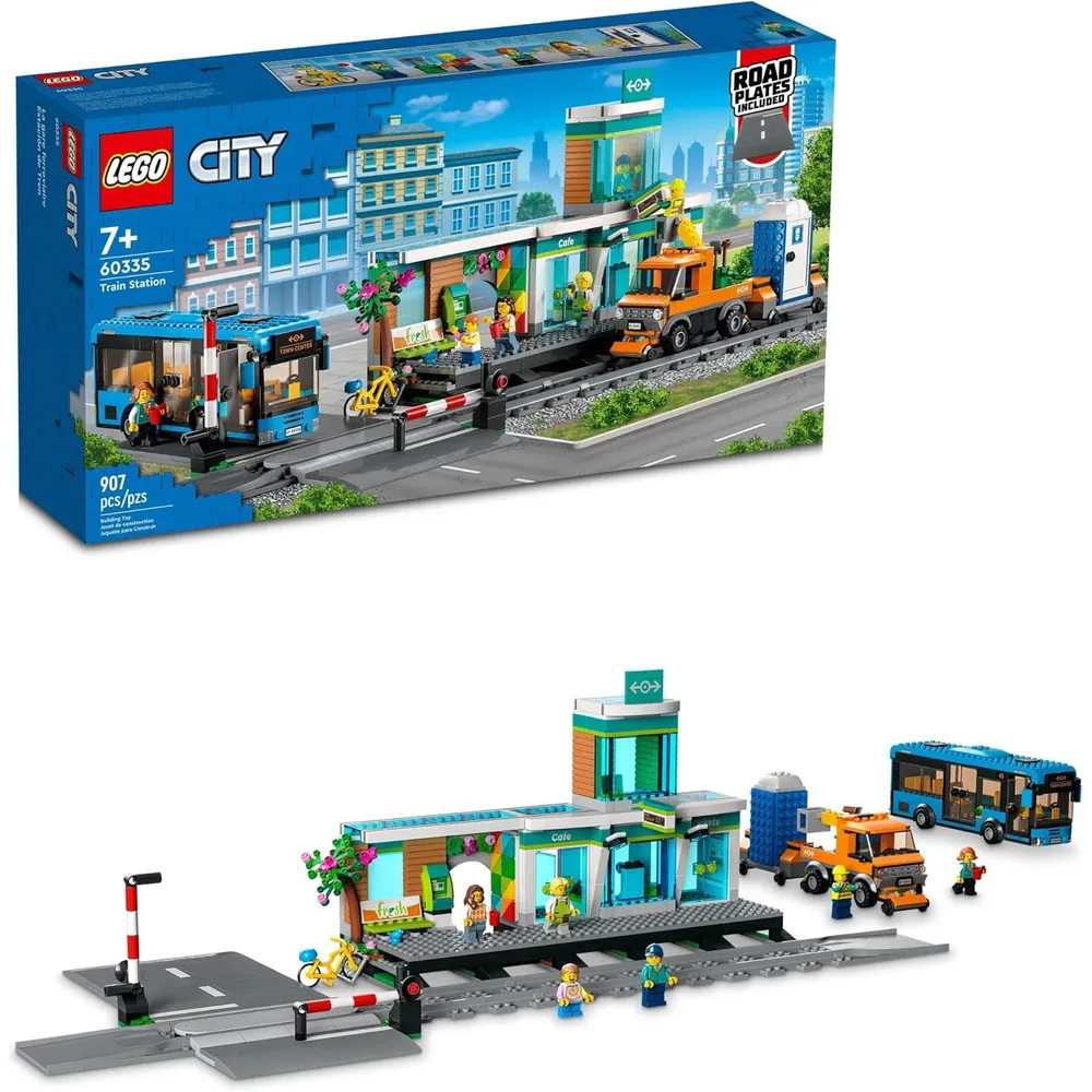 LEGO CITY ESTACIÓN DE TREN CON AUTOBÚS, VAGÓN Y VÍAS