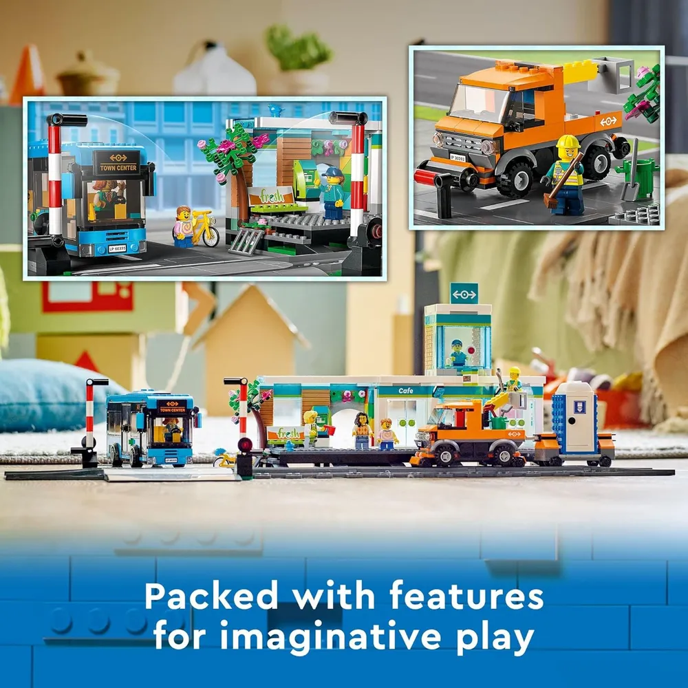 LEGO CITY ESTACIÓN DE TREN CON AUTOBÚS, VAGÓN Y VÍAS