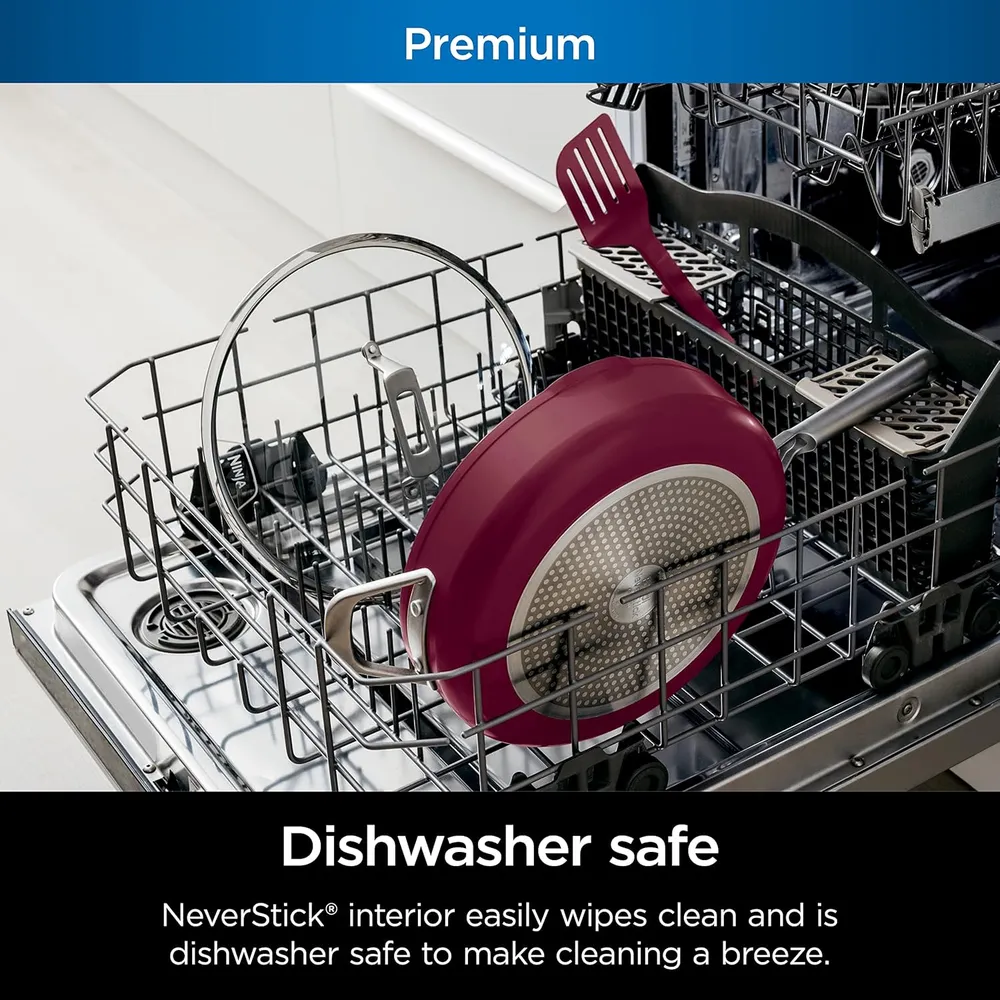 Ninja sartén CW102RD Foodi NeverStick Possible con tapa y accesorios, 4 qt / 3,8 L | Cherry Tart