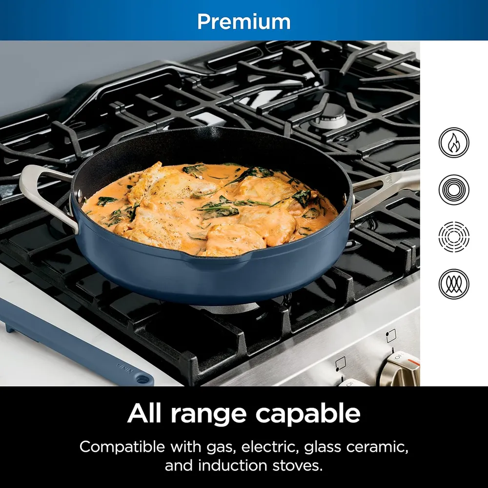 Ninja sartén CW102BL Foodi NeverStick Possible con tapa y accesorios, 4 qt / 3,8 L | Macaron Blue