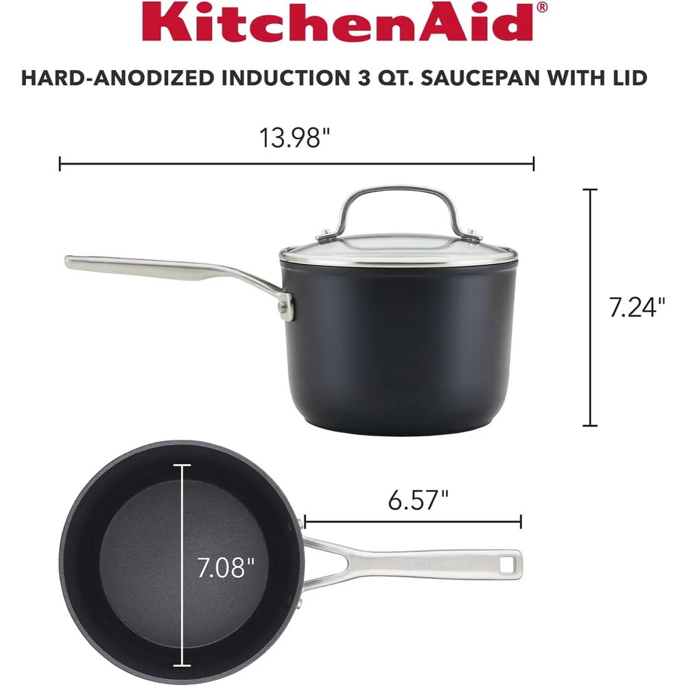 KitchenAid cacerola anodizada dura 3 qt / 2.8 l | Negro mate