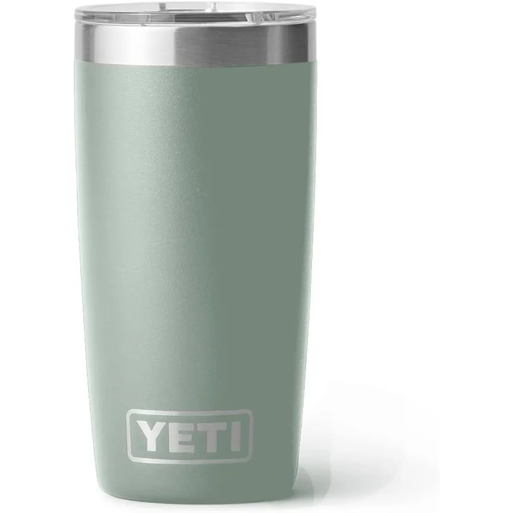 YETI Rambler Vaso de 10 oz de acero inoxidable y tapa MagSlider color verde hoja