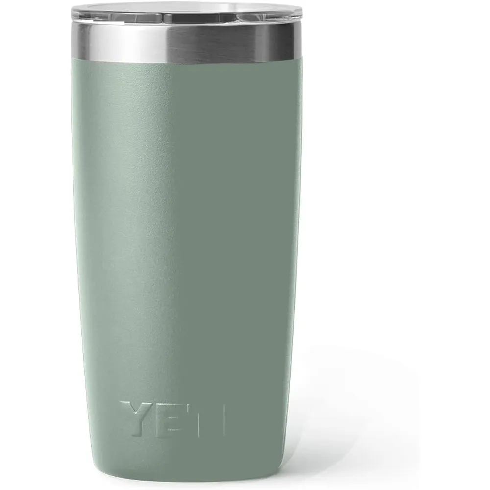 YETI Rambler Vaso de 10 oz de acero inoxidable y tapa MagSlider color verde hoja