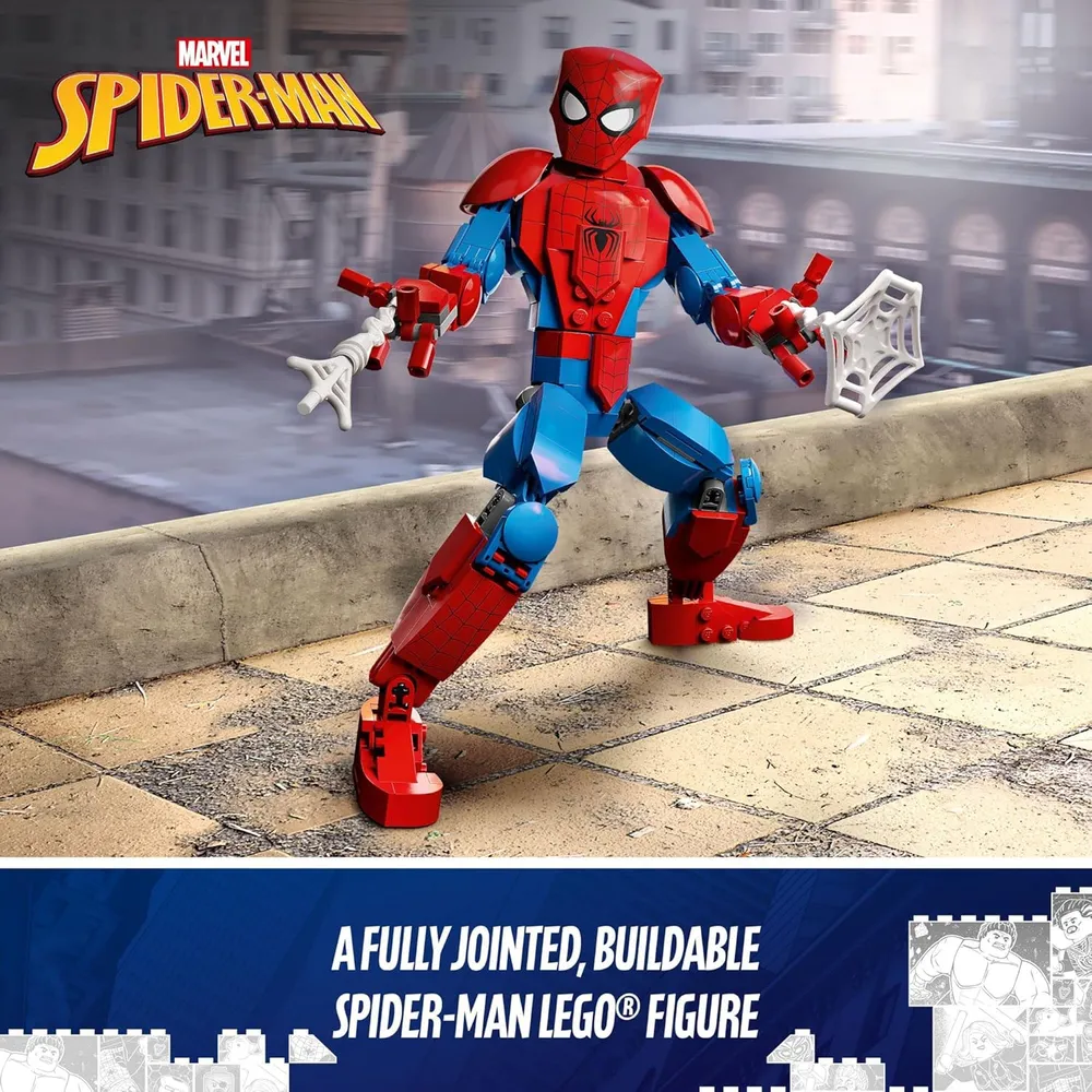 Lego Marvel Spider-Man set de construcción con figura articulada y elementos de telaraña
