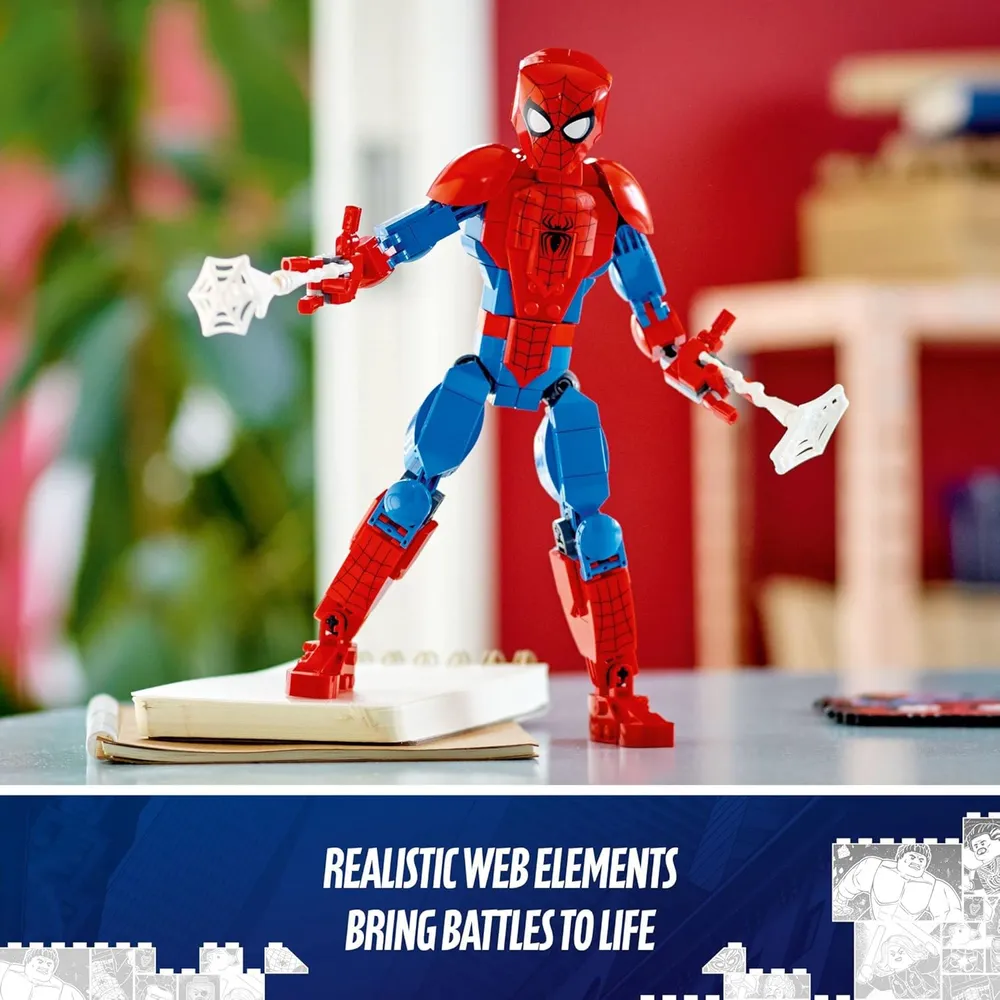 Lego Marvel Spider-Man set de construcción con figura articulada y elementos de telaraña