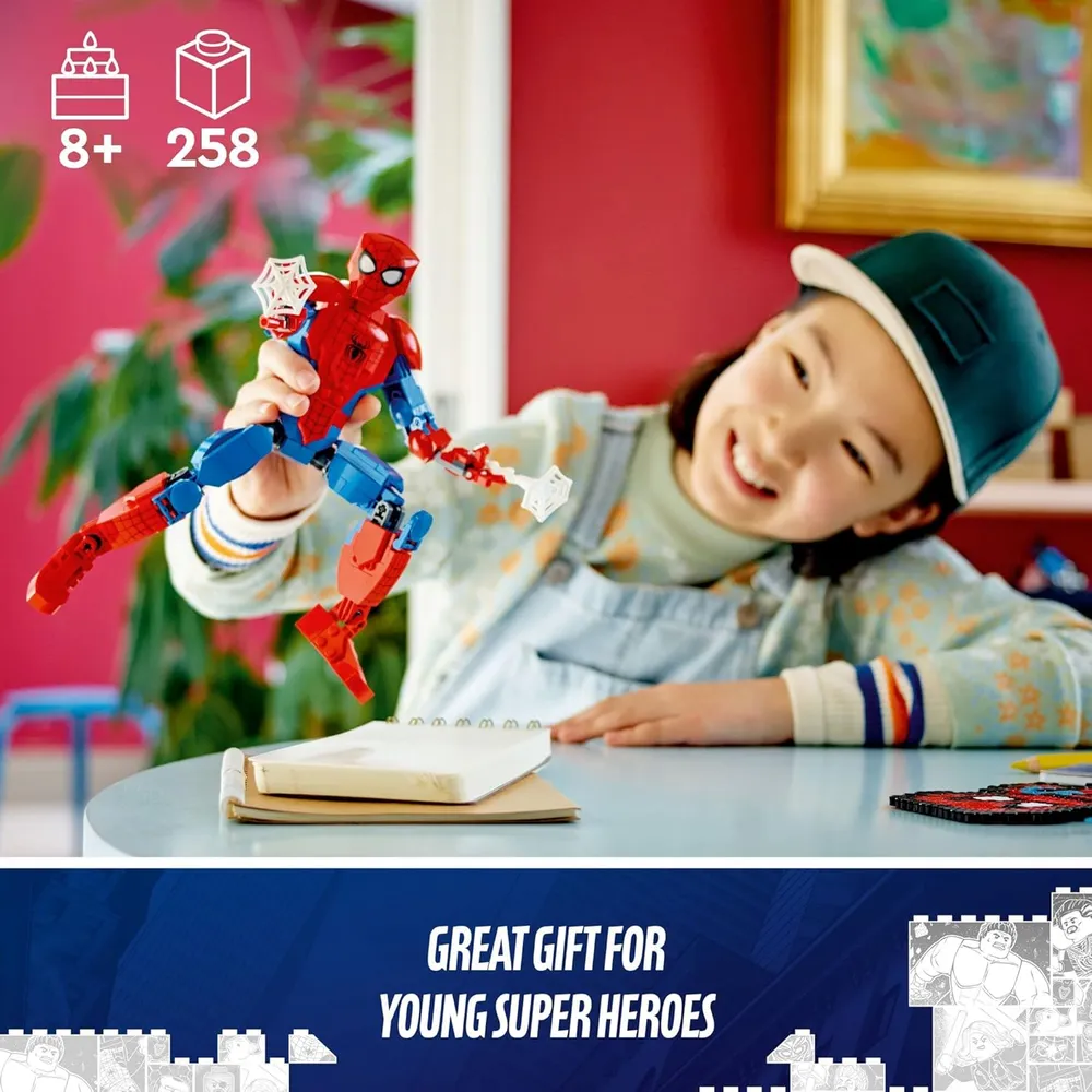 Lego Marvel Spider-Man set de construcción con figura articulada y elementos de telaraña