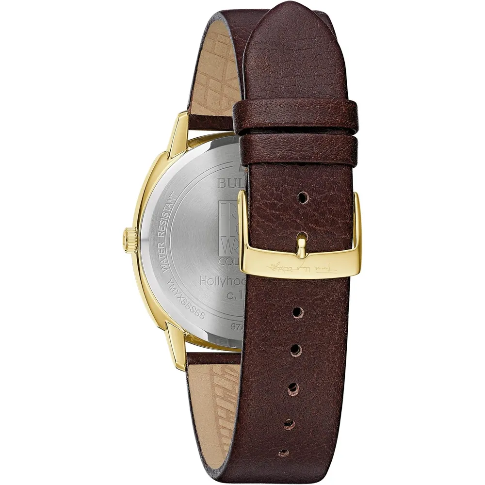 Bulova reloj Frank Lloyd Wright Hollyhock House de hombre cuarzo 3 agujas | Marrón