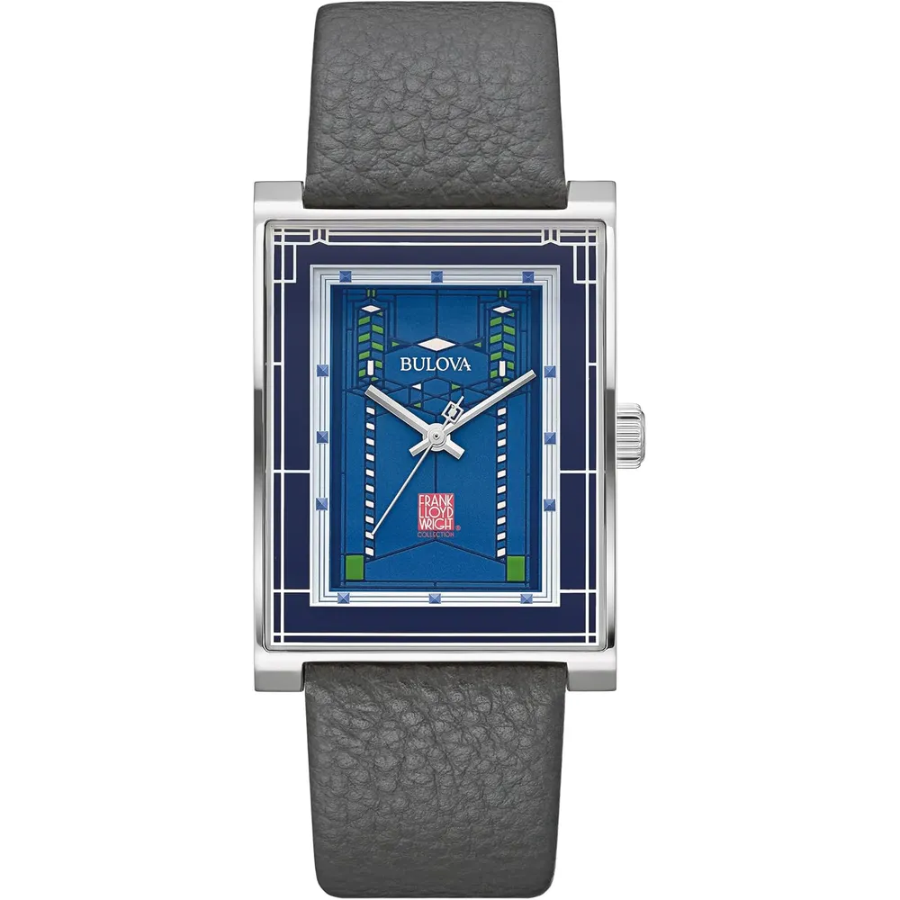 Bulova reloj Frank Lloyd Wright Robie House de hombre cuarzo 3 agujas | Gris