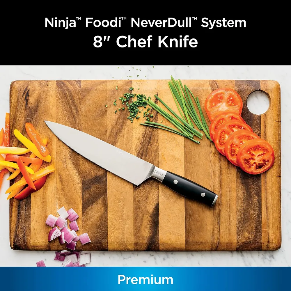 Ninja cuchillo chef K30020 Foodi NeverDull 8" acero alemán | Negro Y Acero Inoxidable