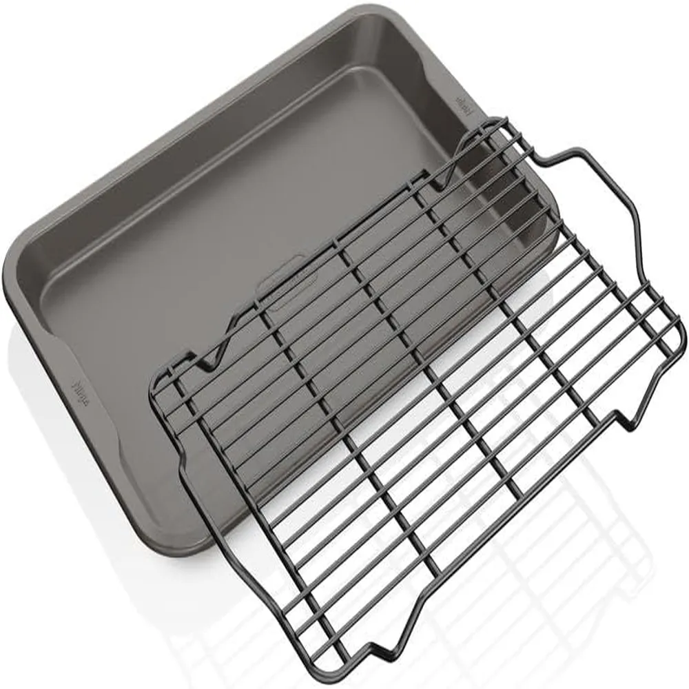 b09zq2t5m1_0_webp.webp Ninja set 2 bandejas B32102 Foodi Neverstick Premium, con rejilla, antiadherente | Gris