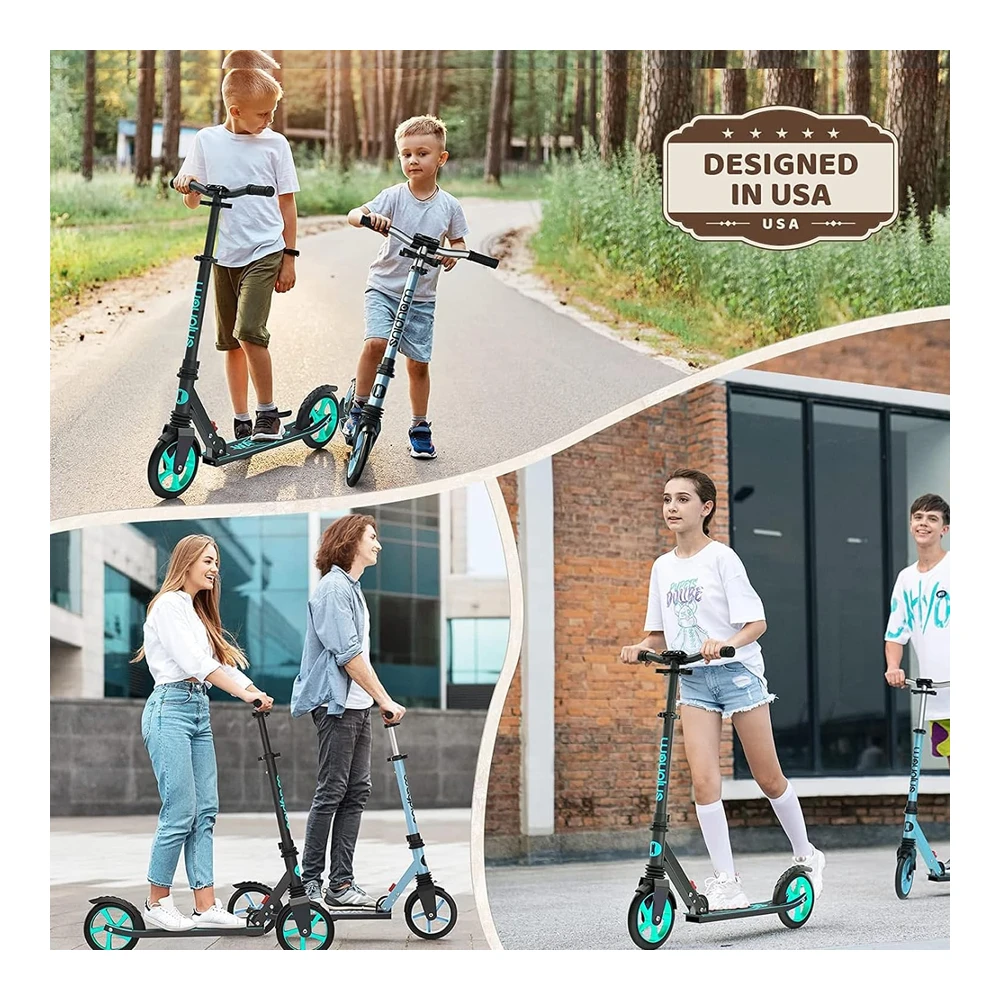 Wayplus Patinete para Mayores de 6 Años - Niños - Adolescentes y Adultos.Plegable - Ligero, Ruedas Grandes de 8' 4 Niveles Ajustables