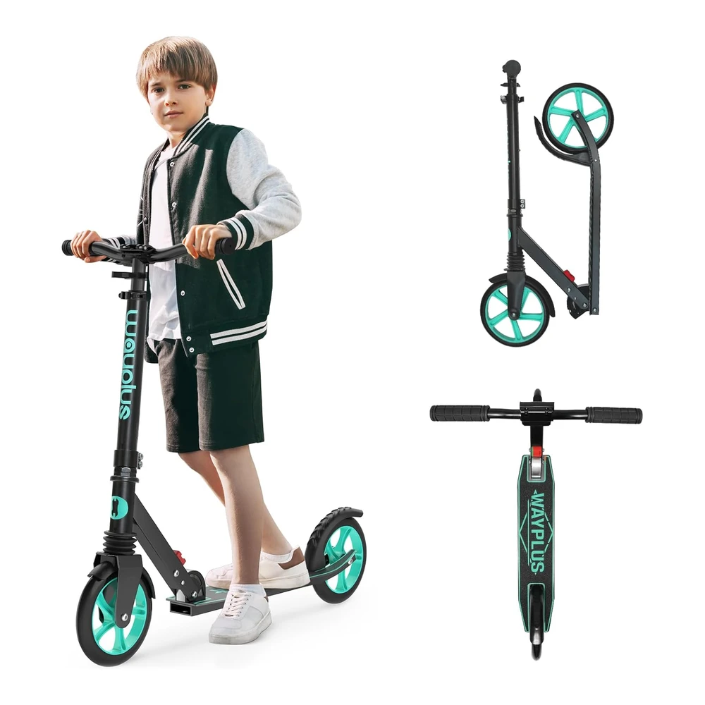 Wayplus Patinete para Mayores de 6 Años - Niños - Adolescentes y Adultos.Plegable - Ligero, Ruedas Grandes de 8' 4 Niveles Ajustables