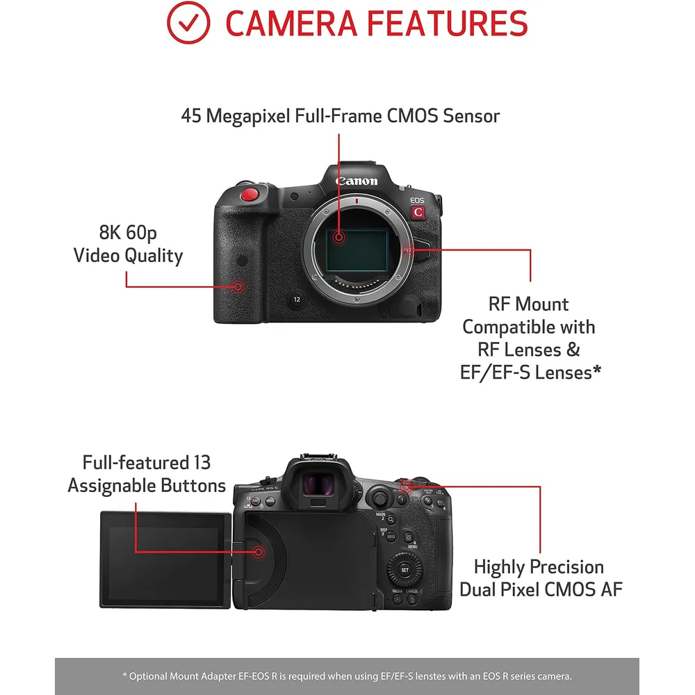 Canon cámara EOS R5 C cine híbrida | Negro
