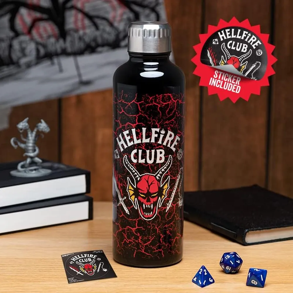 Paladone Stranger Things Hellfire Club, botella de agua acero inoxidable 16.9 oz / 500 ml oficial