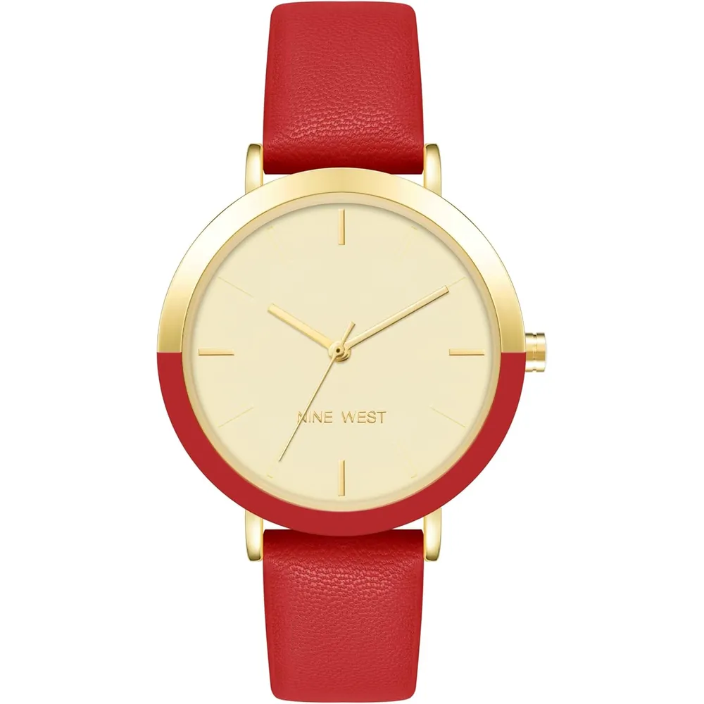 Nine West NW/2346GPGN reloj para dama con correa clásica | 36 mm - Oro/rojo