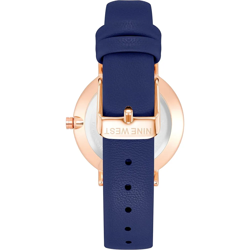 Nine West NW/2346GPGN reloj para dama con correa clásica | 36 mm - Azul/Oro Rosa