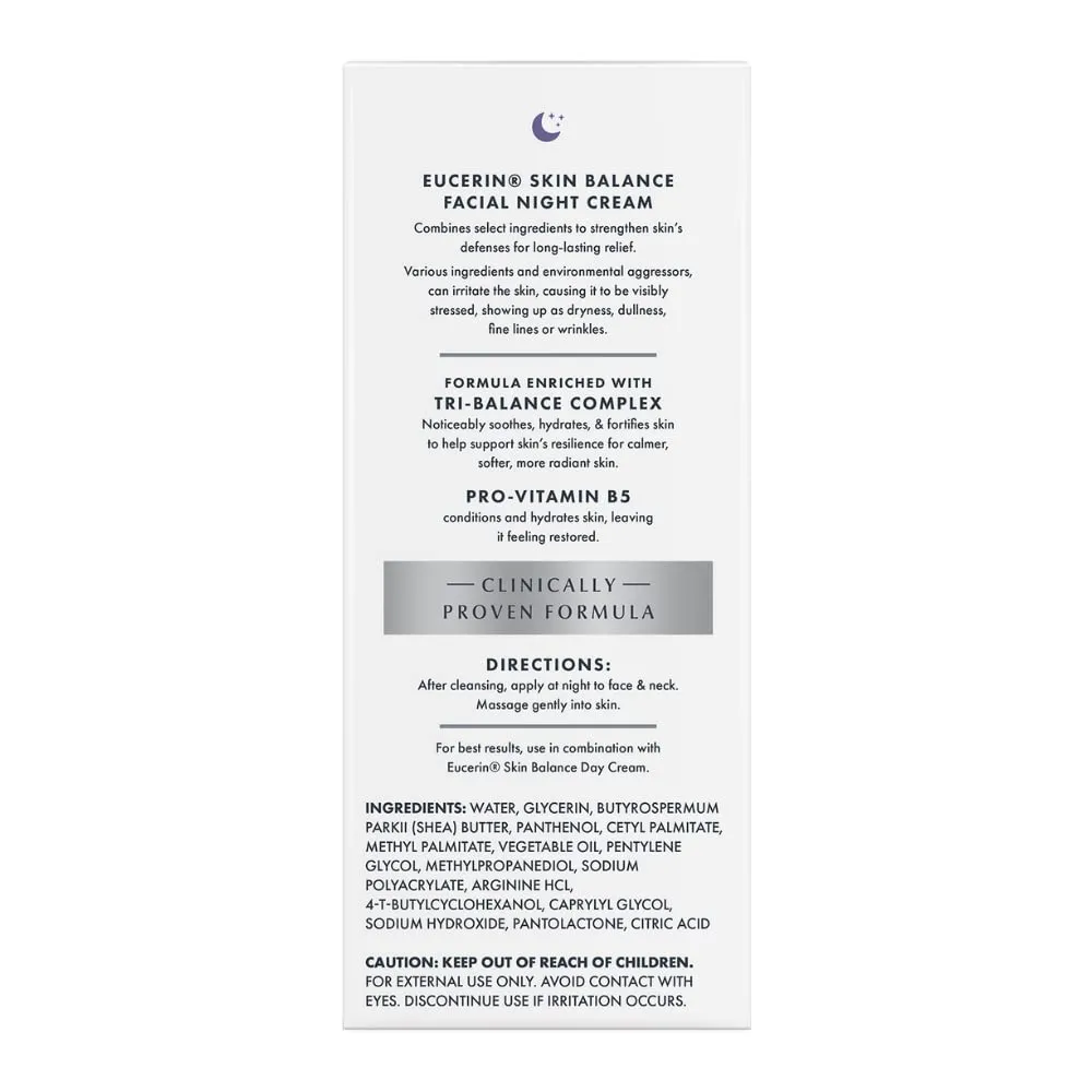 EUCERIN SKIN BALANCE CREMA FACIAL DE NOCHE PARA PIEL SENSIBLE 1.7 OZ / 48 GR
