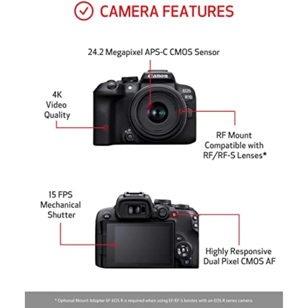 Canon cámara EOS R10 mirrorless | Negro