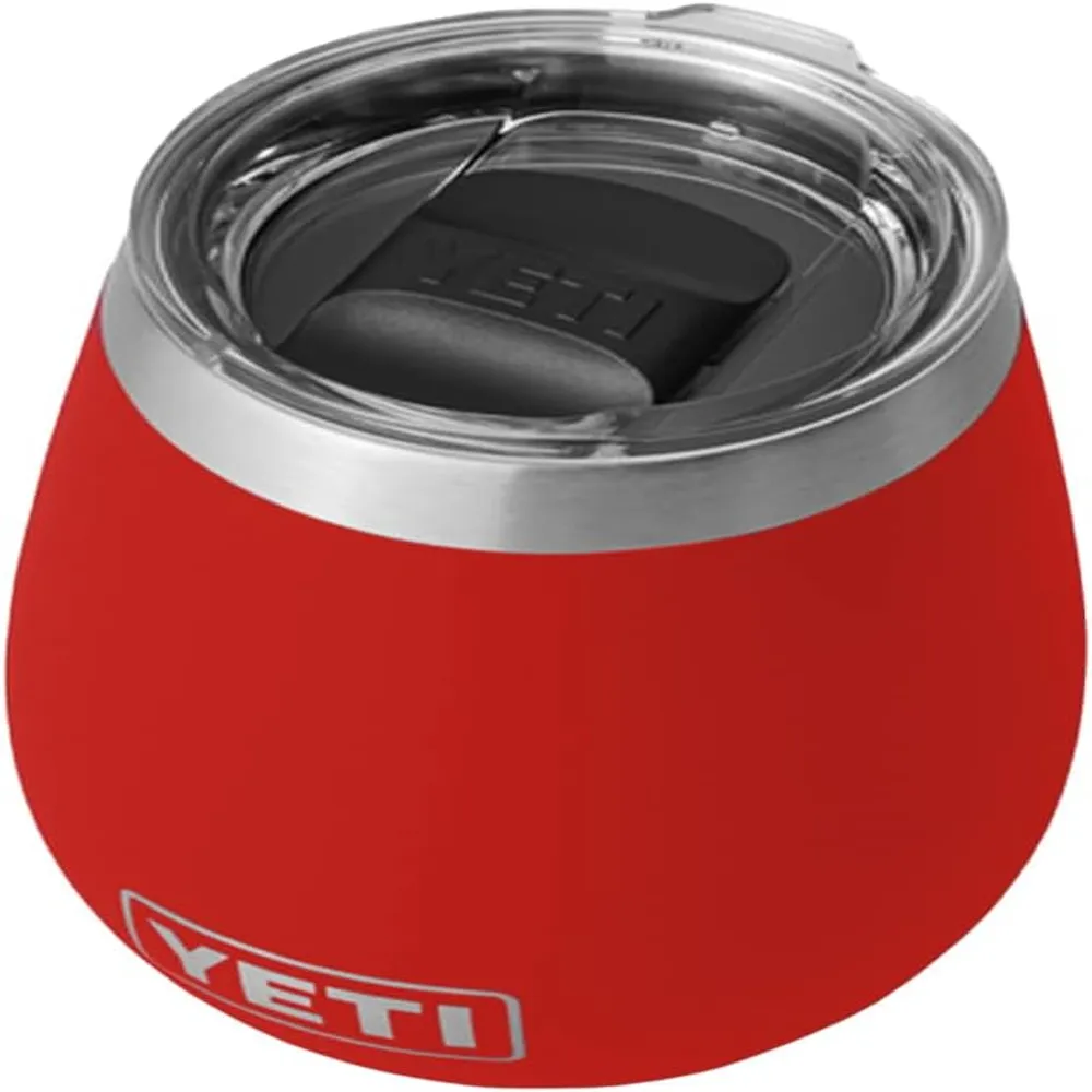 YETI Rambler Vaso de vino de 10 oz de acero inoxidable con tapa MagSlider color rojo fuerte