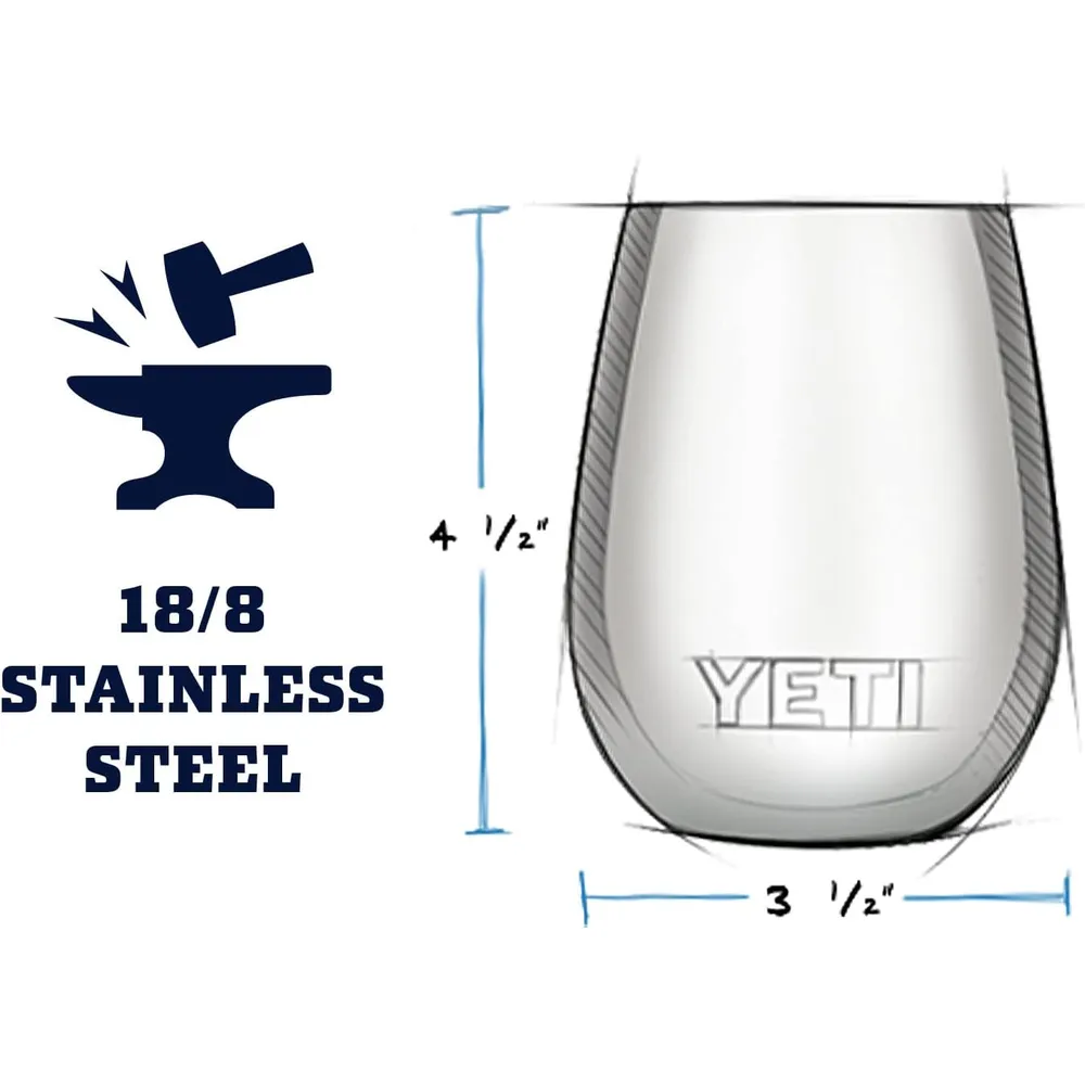 YETI Rambler Vaso de vino de 10 oz de acero inoxidable con tapa MagSlider color rojo fuerte