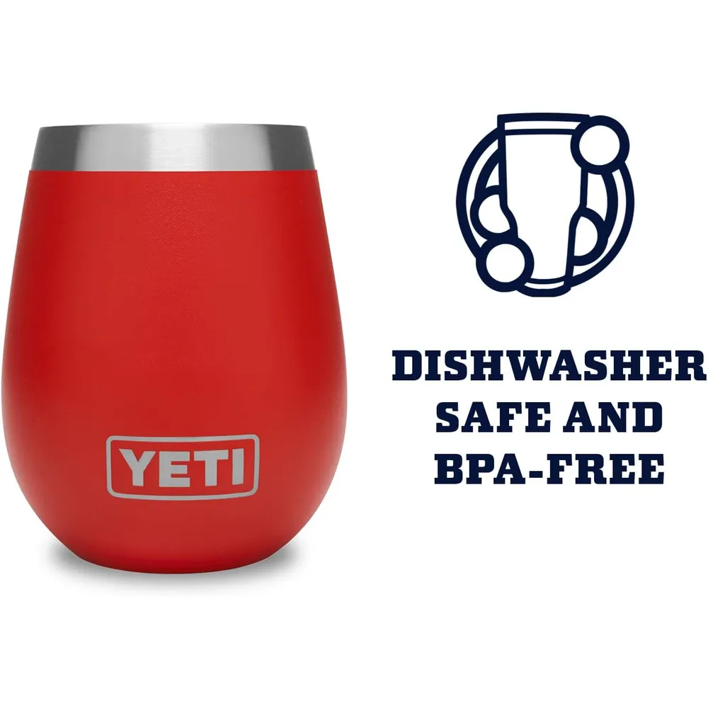 YETI Rambler Vaso de vino de 10 oz de acero inoxidable con tapa MagSlider color rojo fuerte