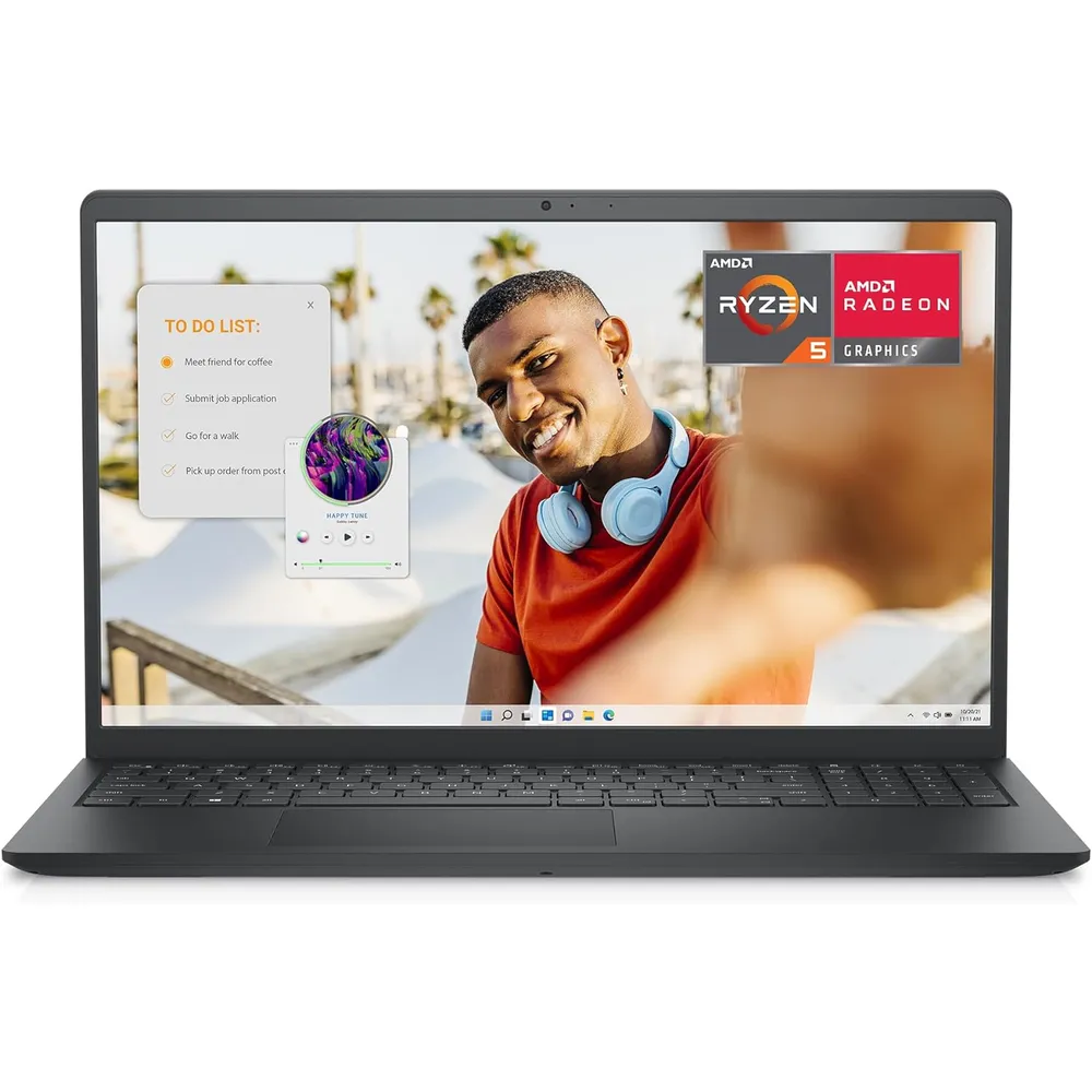 LAPTOP INSPIRON 15 RYZEN 5 7520U DELL 15.6" 512GB SSD 8GB RAM W11 - TECLADO INGLÉS | NEGRO CARBÓN