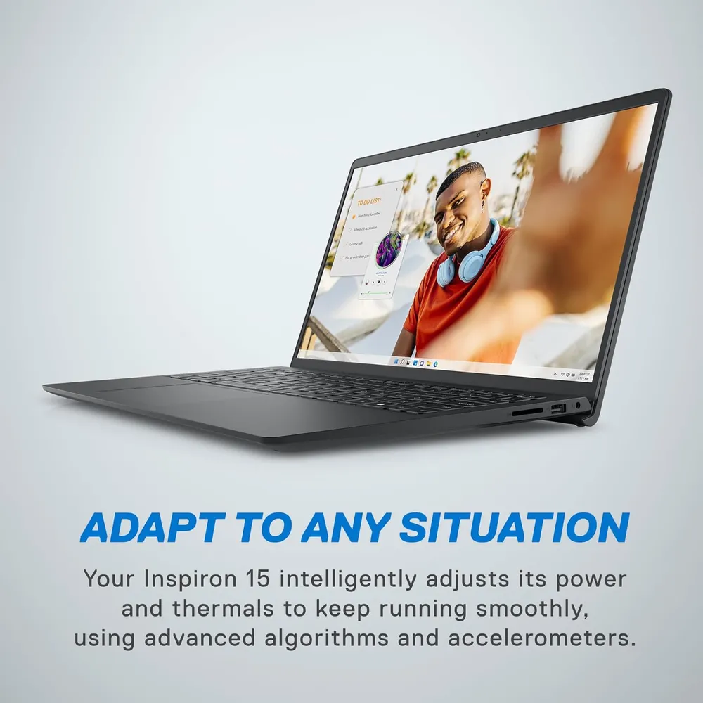 LAPTOP INSPIRON 15 RYZEN 5 7520U DELL 15.6" 512GB SSD 8GB RAM W11 - TECLADO INGLÉS | NEGRO CARBÓN