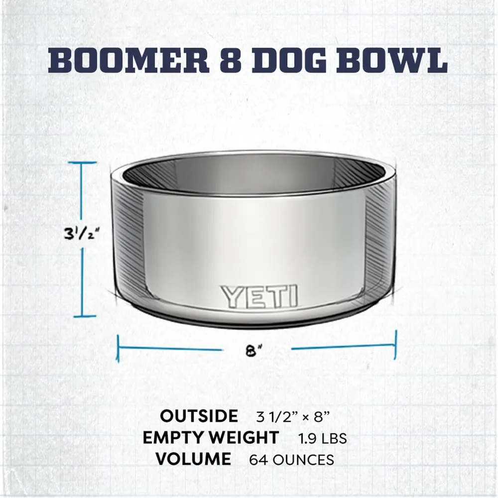 YETI Boomer 8 Tazón De Acero Inoxidable Para Perro de 64 oz | Gris